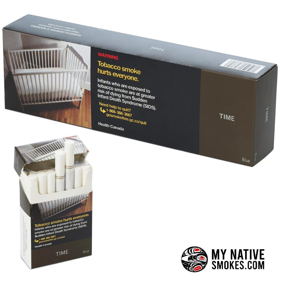 Time Blue Cigarettes available from My Native Smokes featuring cheap native smokes, Canadian cigarettes, and light cigarette options online in Canada.