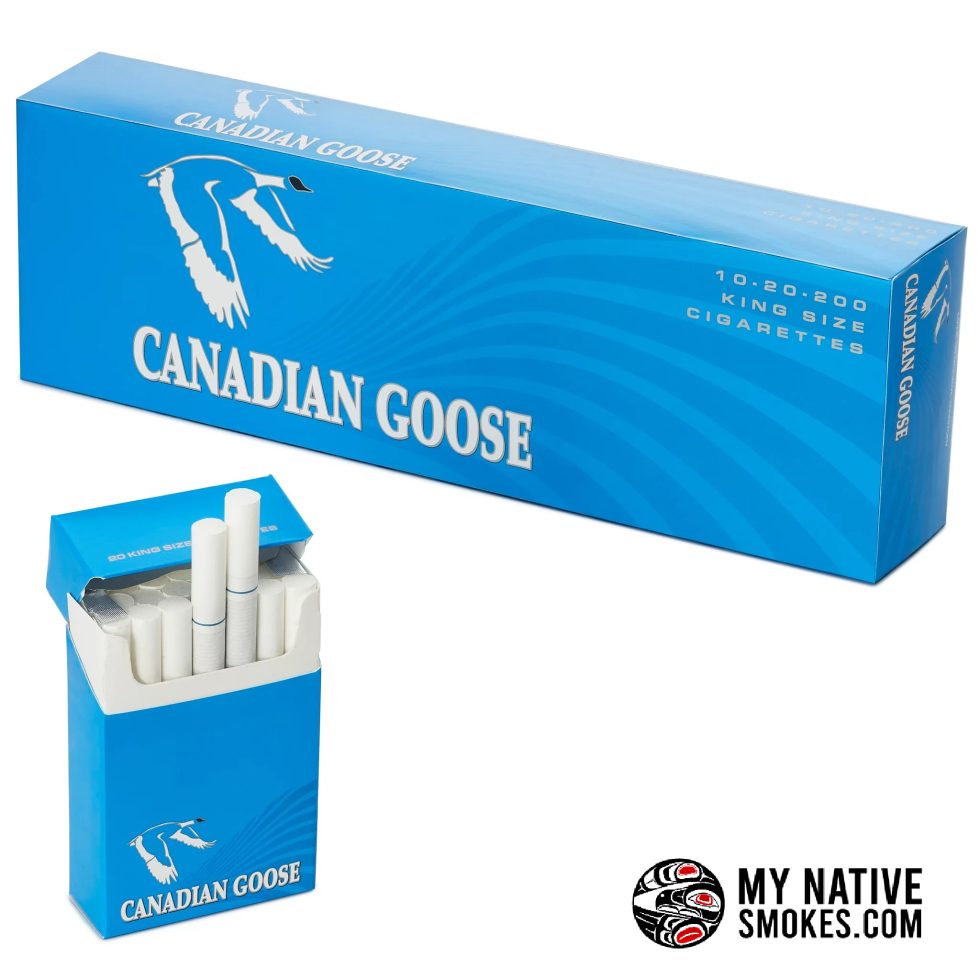 Canadian Goose Light Cigarettes package from My Native Smokes featuring affordable Canadian cigarettes with online ordering and Canada-wide shipping.