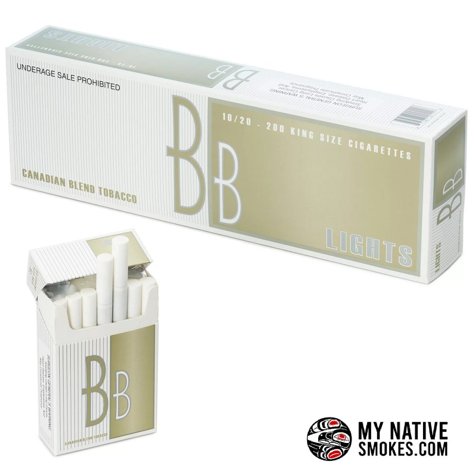 BB Lights Cigarettes carton from My Native Smokes featuring premium Native Canadian cigarettes with Canada-wide shipping.