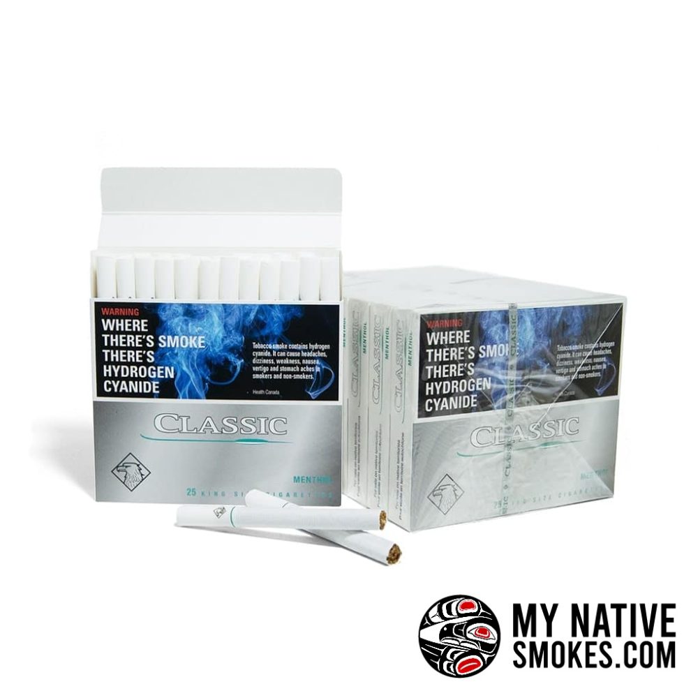 Classic Menthol Cigarettes from My Native Smokes featuring cheap Canadian cigarettes, Native cigarettes, and Canadian smokes available online across Canada.