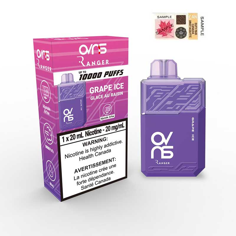 OVNS 10K disposable vape 10000 puffs Canada mesh coil rechargeable adjustable airflow
