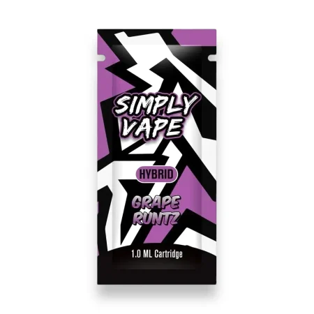 Simply Vapes Grape Runtz 1ML THC distillate cartridge with sweet grape flavour and 510-thread compatibility available at My Native Smokes Canada