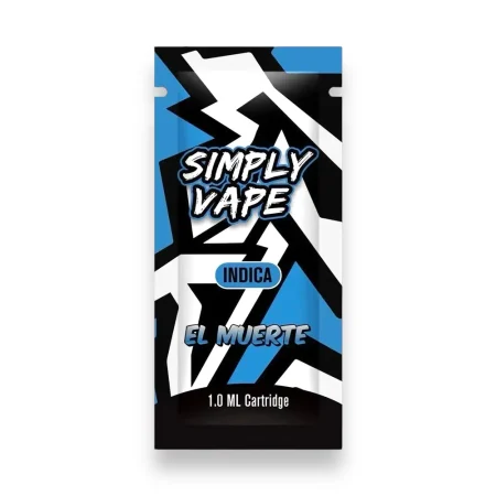 Simply Vapes El Muerte 1ML THC cartridge featuring premium cannabis distillate with universal 510-thread compatibility available at My Native Smokes.