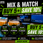 Mix and Match Native Smokes Buy 5 Save 10 percent offer featuring cheap Canadian cigarettes, Native cigarettes, and discounted Canadian smokes online in Canada.
