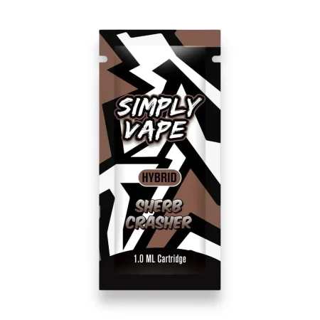 Simply Vapes Sherb Crasher 1ML premium THC distillate cartridge with universal 510 thread available online from My Native Smokes.
