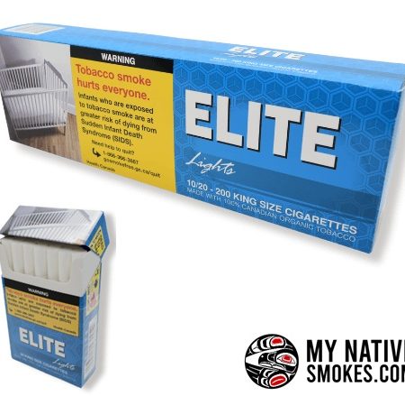 Elite Lights Cigarettes from My Native Smokes featuring cheap Canadian cigarettes, Native cigarettes, and Canadian smokes available online in Canada.
