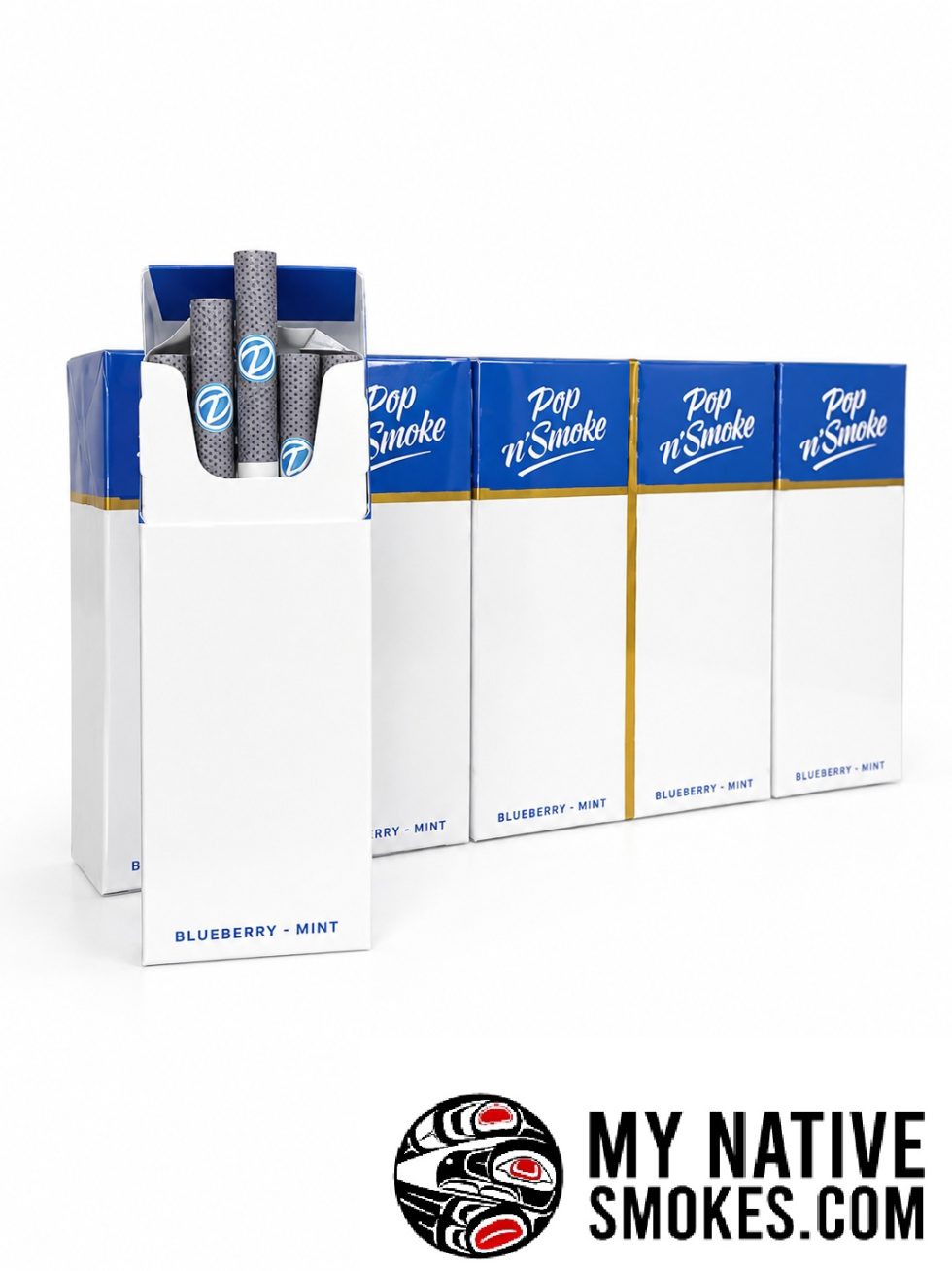 Pop N'Smoke Blueberry Mint slim cigarettes carton