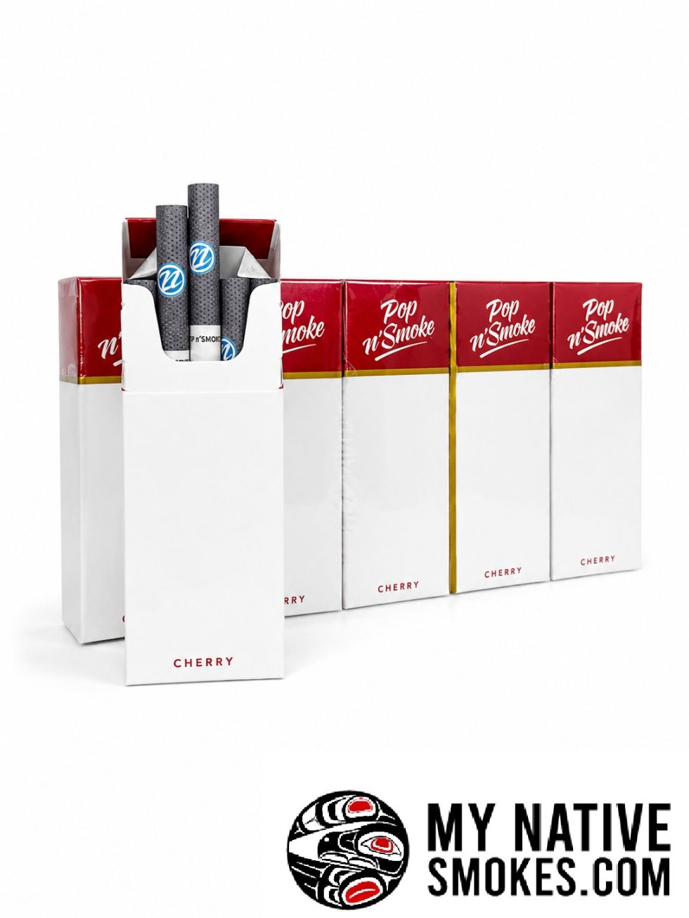 Pop N'Smoke Cherry slim flavoured cigarettes carton