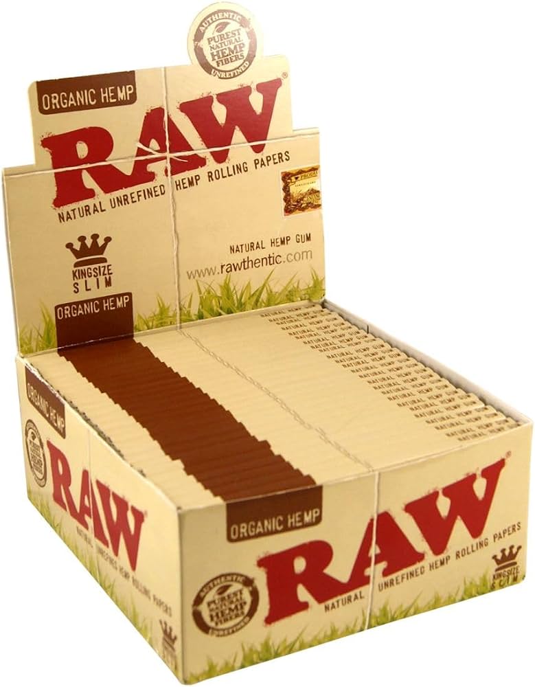 RAW Organic Hemp King Size Slim Rolling Papers – 32 Leaves