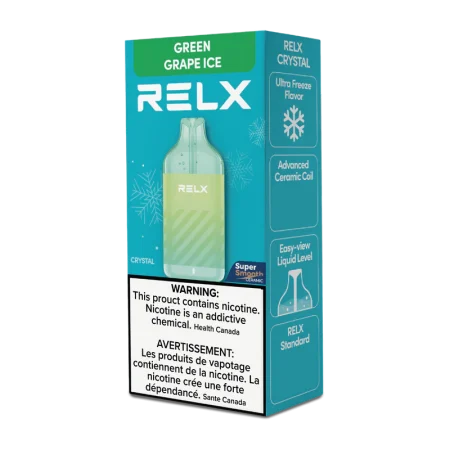 RELX Crystal 15000 Puffs – Green Grape Ice Disposable Vape