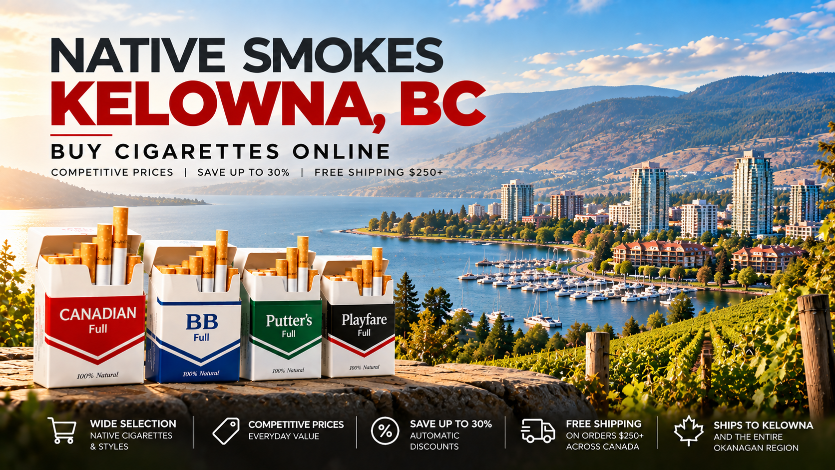 Native smokes Kelowna BC online cigarette shopping in the Okanagan