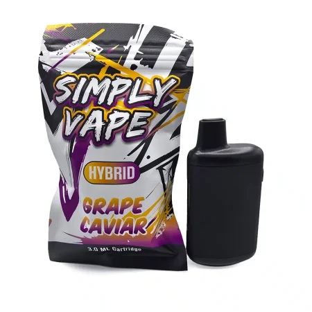Simply Vapes Grape Caviar 3mL Hybrid THC disposable vape with packaging
