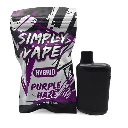 Simply Vapes Purple Haze 3mL Hybrid THC disposable vape with packaging