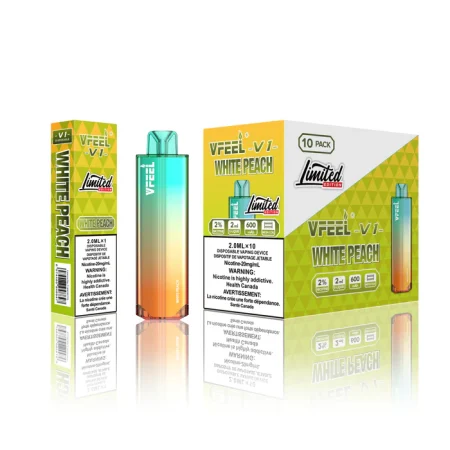 VFEEL V1 6000 Puffs – White Peach Disposable Vape